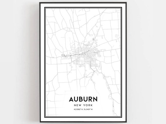 Auburn New York City Map Art Print, Street Decor