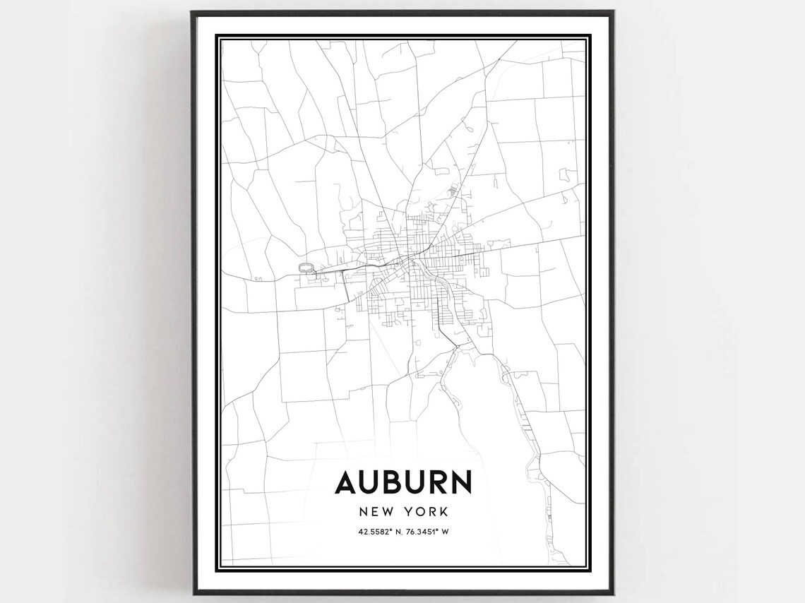 Auburn New York City Map Art Print, Street Decor