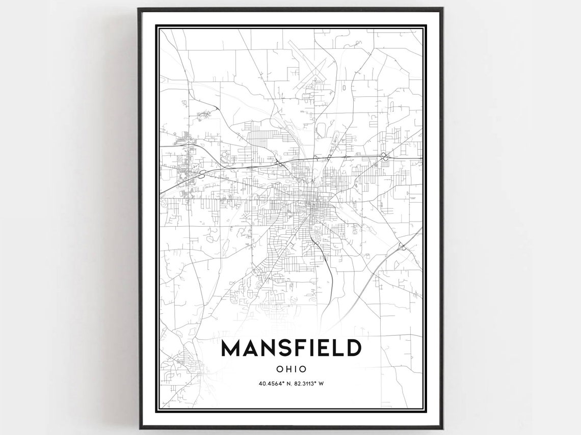 Mansfield Ohio Minimalist City Street Map Coordinates Art Poster