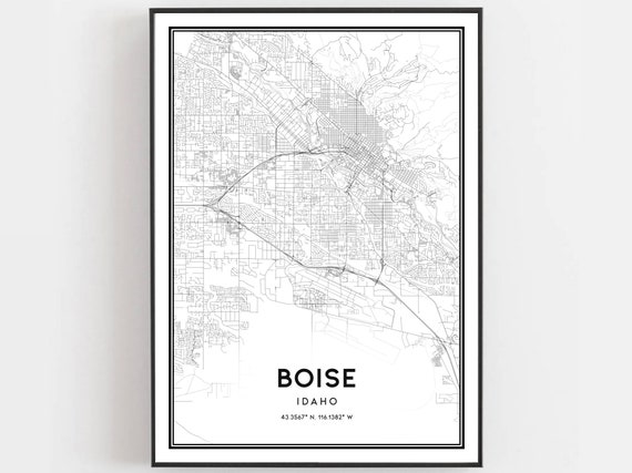 Boise Map Print Poster Wall Art Id City Idaho Street Decor Road Gift B453