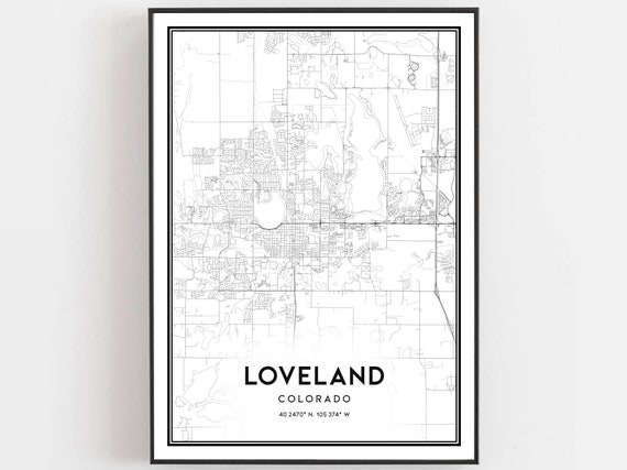 Loveland Map Print, Colorado Street Decor