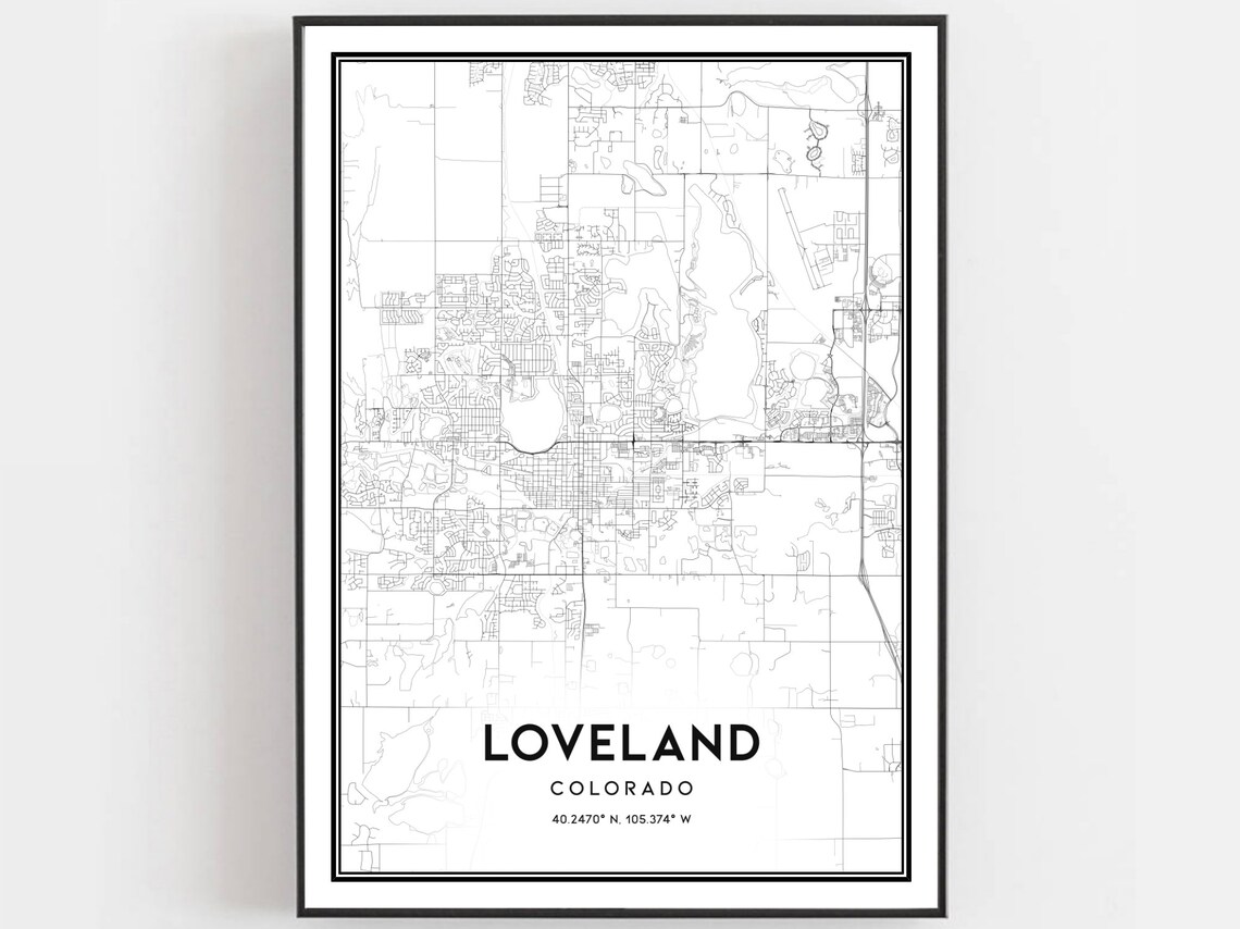 Loveland Map Print, Colorado Street Decor