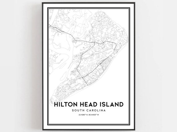 Hilton Island Map South Carolina Wall Art Print