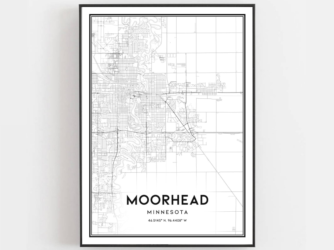 Moorhead Map Print, Minnesota City Travel Poster