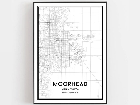 Moorhead Map Print, Minnesota City Travel Poster