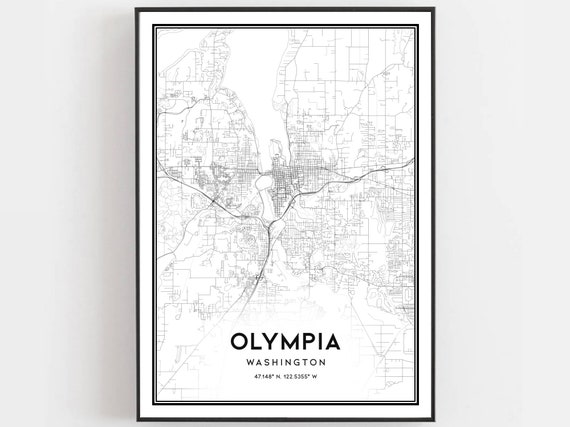 Olympia Map Poster, Washington Street Decor