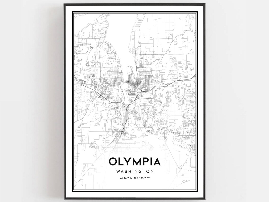 Olympia Map Poster, Washington Street Decor
