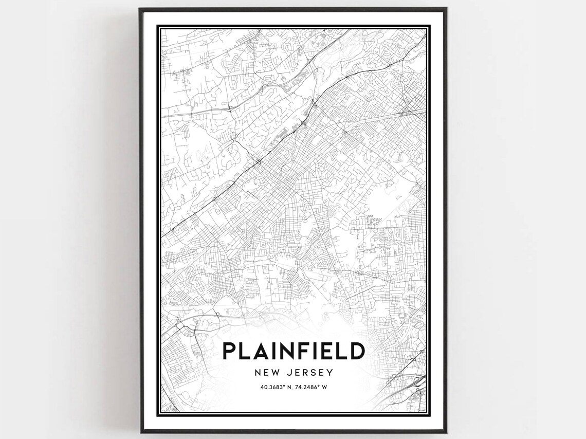 Plainfield Map Poster, New Jersey Street Decor