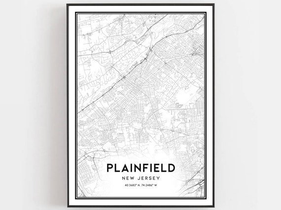 Plainfield Map Poster, New Jersey Street Decor