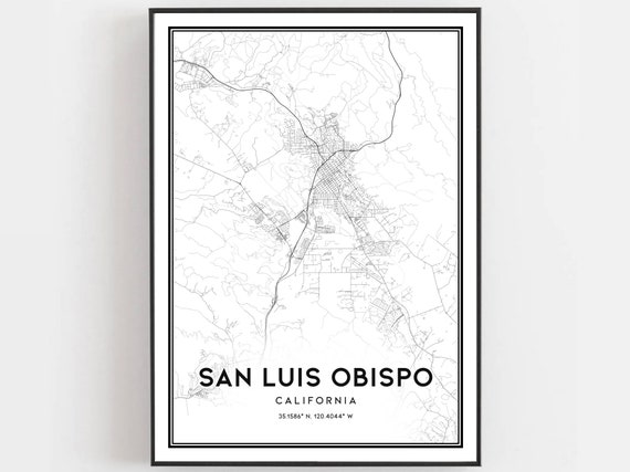 San Luis Obispo Map Print, City Street Decor
