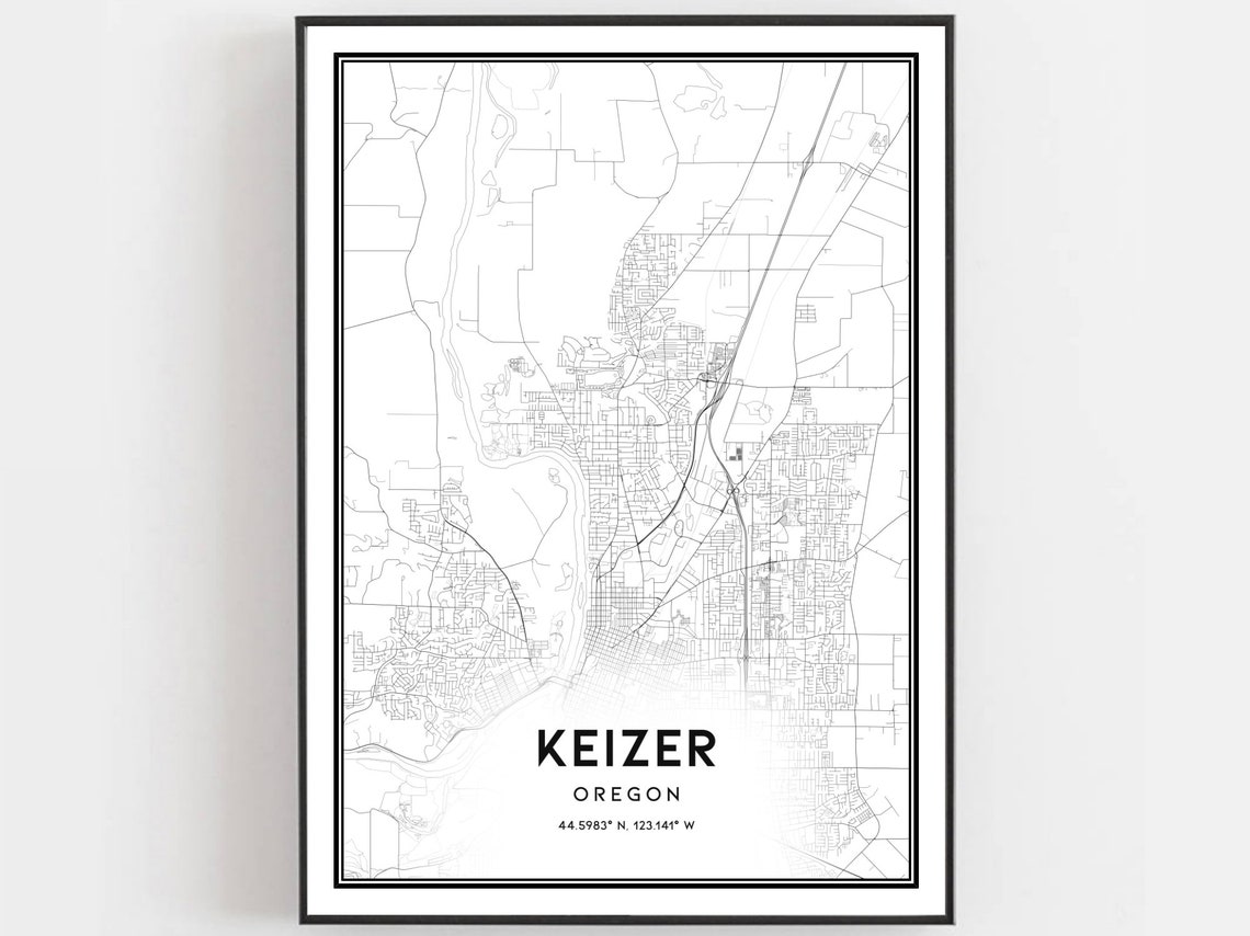 Keizer Map Print Poster Wall Art Or City Oregon Street Decor Road Gift