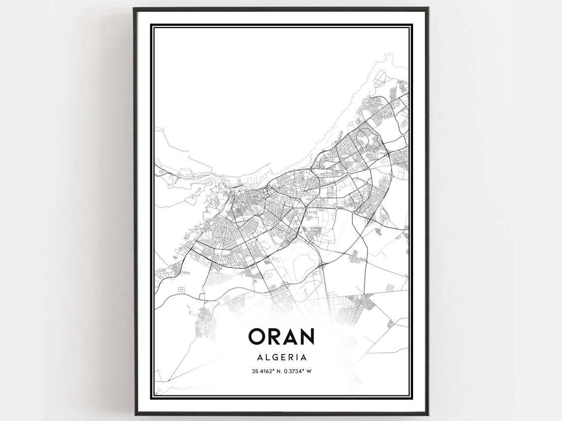 Oran Algeria Minimalist City Street Map Line Art Decor Poster
