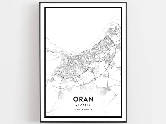 Oran Map Print Poster Wall Art City Street Decor Road Gift B315