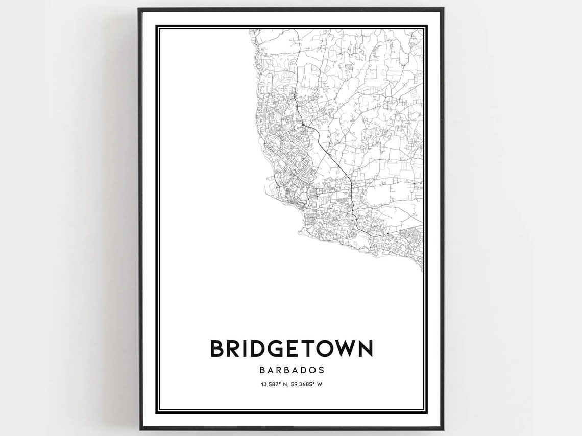 Bridgetown Map Print, City Street Decor