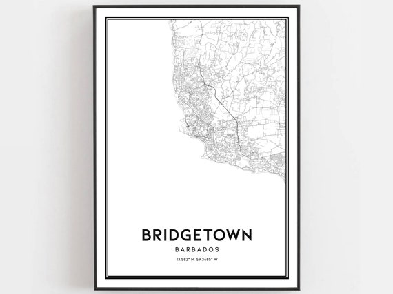 Bridgetown Map Print, City Street Decor