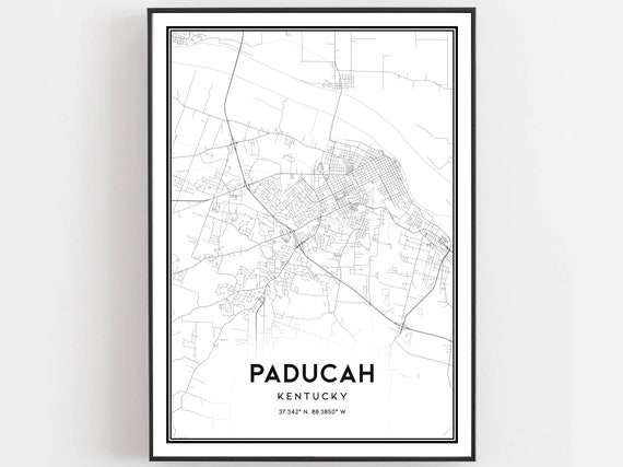 Paducah Map Poster, Kentucky Travel Art Print
