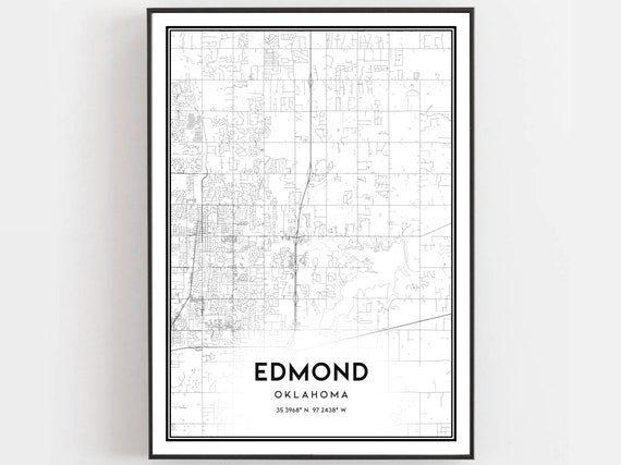 Edmond Map Print, Oklahoma Street Decor Gift