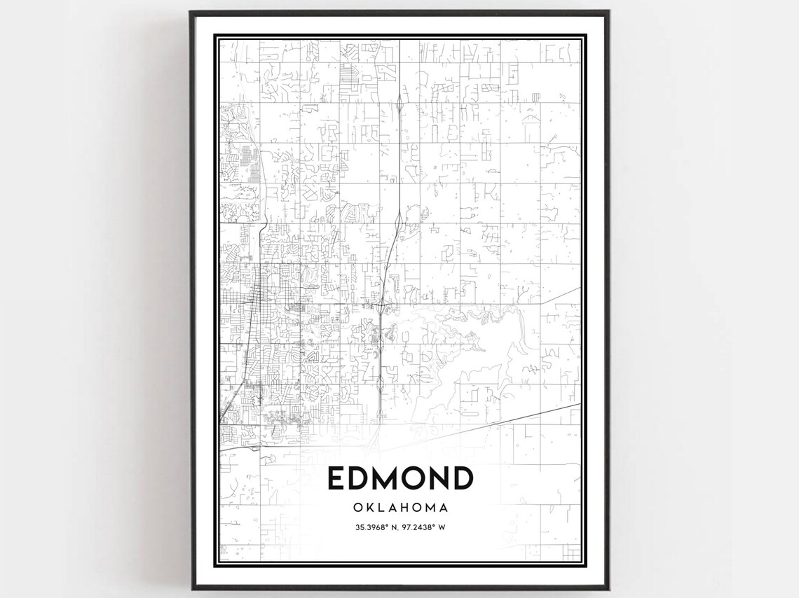 Edmond Map Print, Oklahoma Street Decor Gift