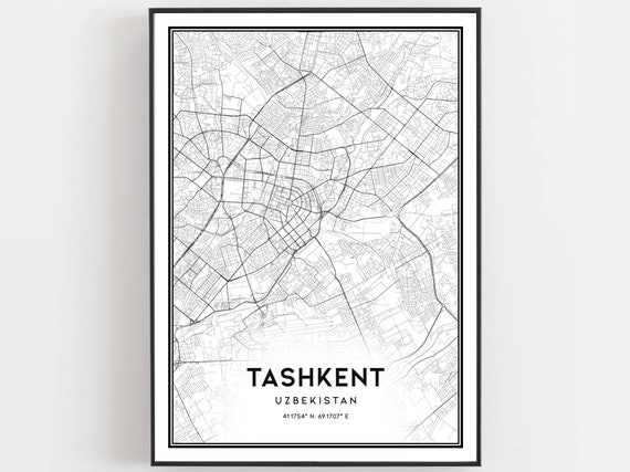 Tashkent Map Print Poster Wall Art City Street Decor Road Gift