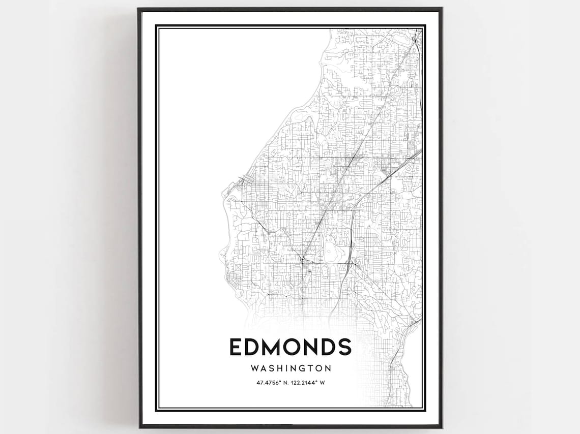 Edmonds Map Poster, Washington Street Decor