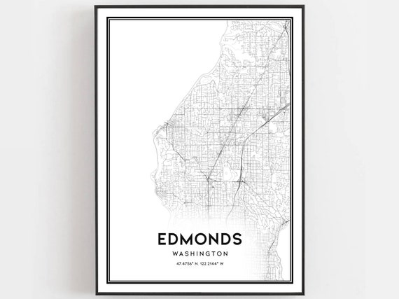 Edmonds Map Poster, Washington Street Decor