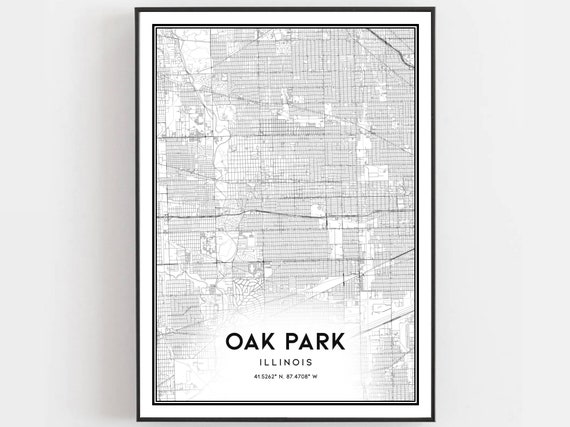 Oak Park Map Poster Print, Illinois Street Decor