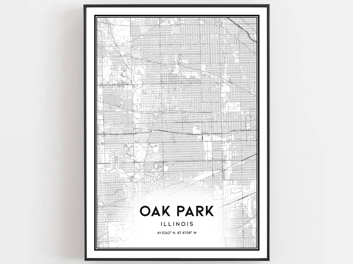 Oak Park Map Poster Print, Illinois Street Decor