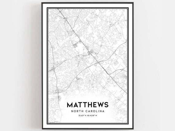 Matthews Map Poster Print, North Carolina City