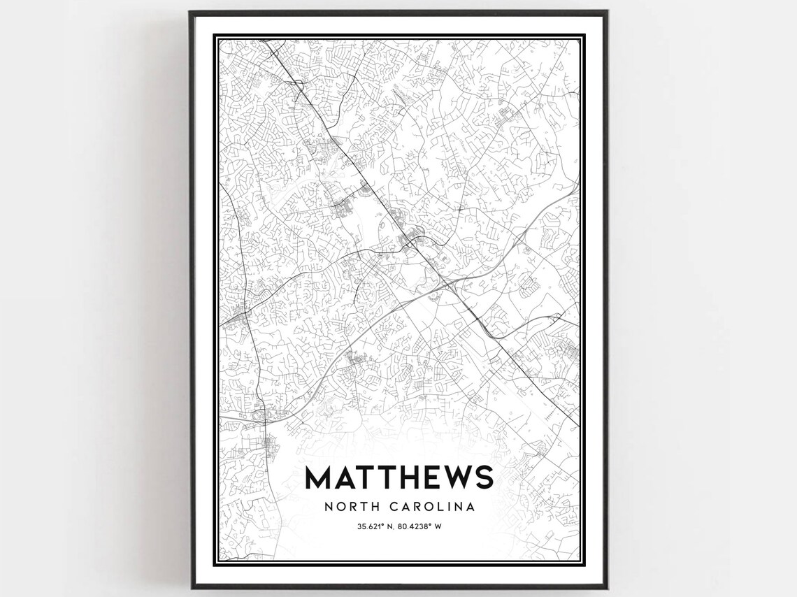 Matthews Map Poster Print, North Carolina City