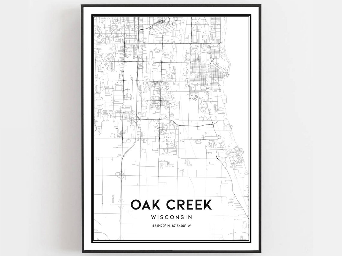 Oak Creek Wisconsin Minimalist City Map Street Grid Art Poster