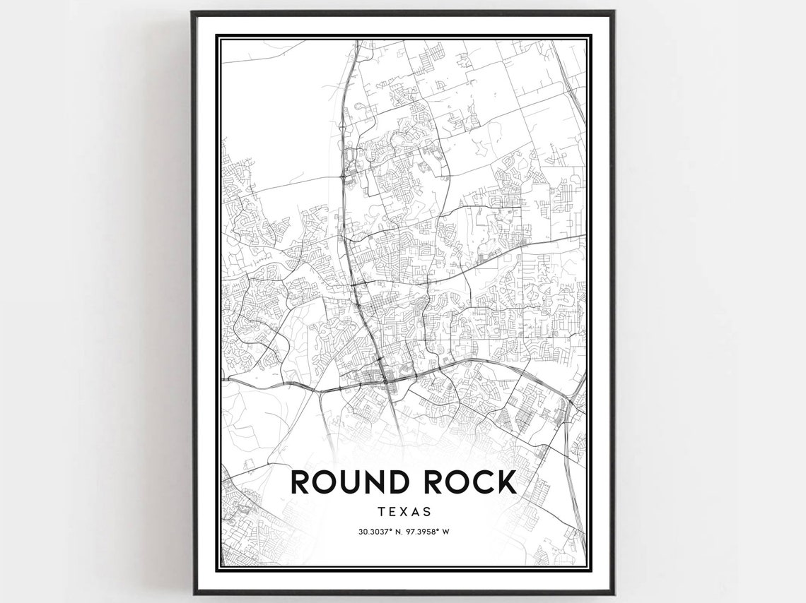 Round Rock Texas Street Map Art Print