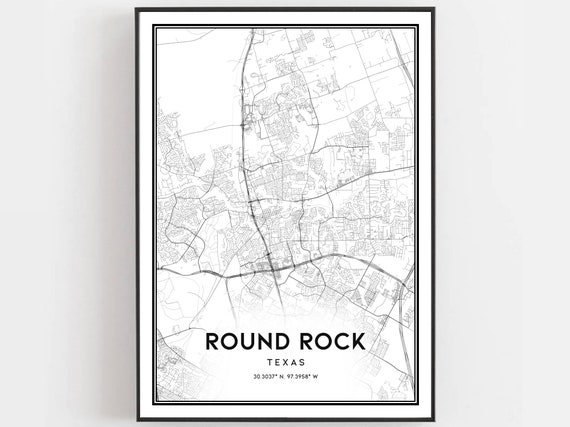 Round Rock Texas Street Map Art Print