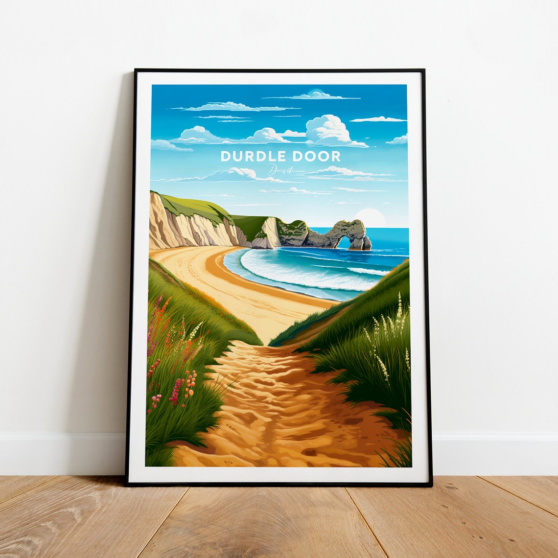 Durdle Door Dorset Limestone Arch Beach Vintage Travel Poster