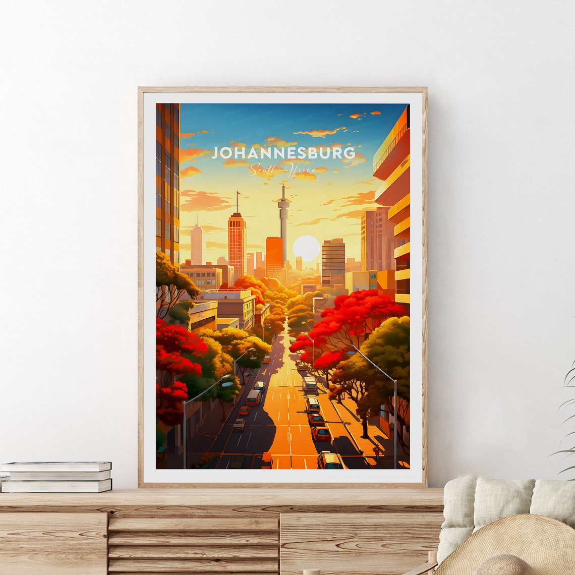 Johannesburg Traditional Travel Print South Africa Safari South Africa Poster Johannesburg Poster Wedding Gift Birthday - Image 2
