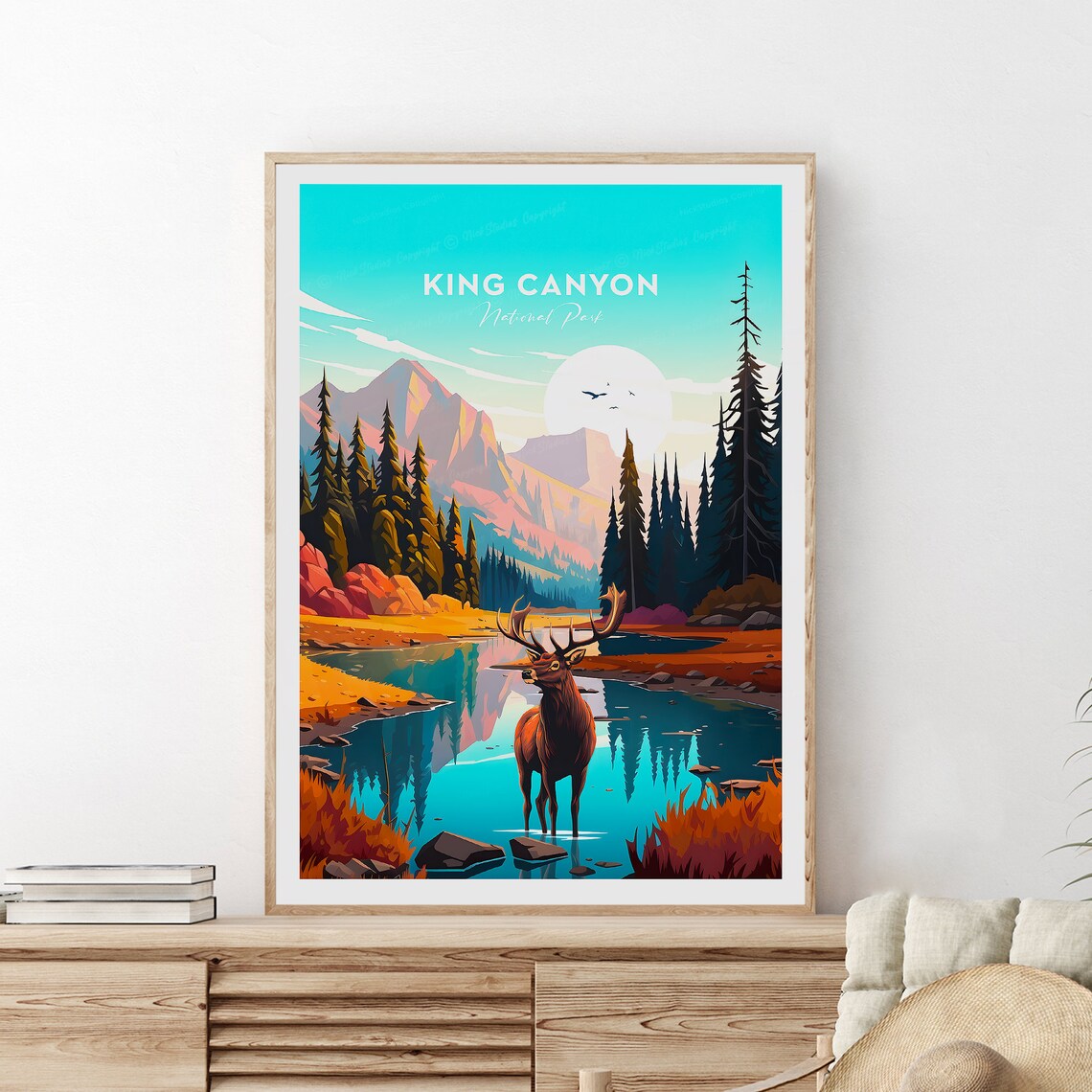 King Canyon National Park Elk Mountain Lake Scene Vintage Poster