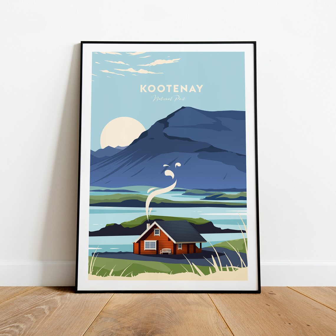 Kootenay National Park Red Cabin by a Still Mountain Lake Poster - Image 2