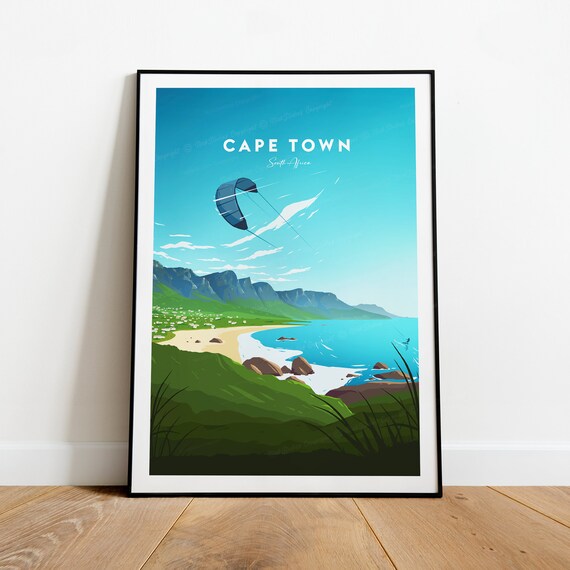 Cape Town Traditional Travel Print South Africa Cape Town Print Cape Town Poster South Africa Wedding Gift Birthday