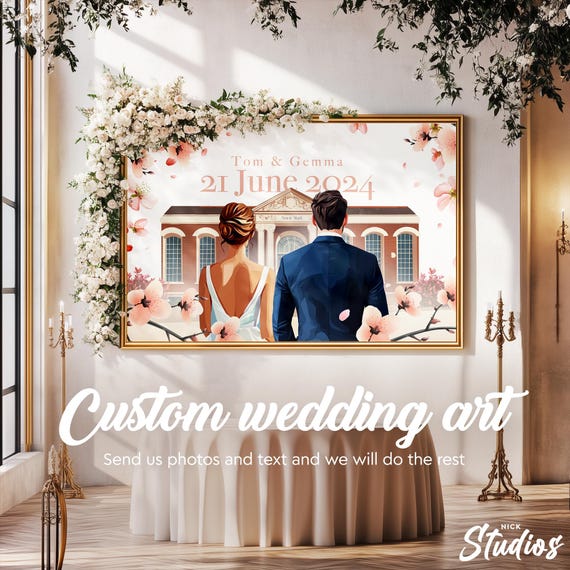 Expert Wedding Art Created For Your Special Day Handcrafted Wedding Illustration Wedding Gift Welcome Wedding Sign Custom Wedding Art