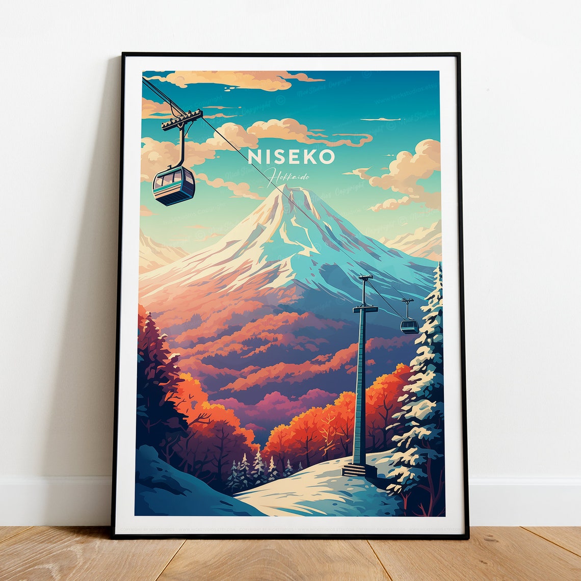 Niseko Hokkaido Japan Gondola Sunset Mountain Peak Travel Poster - Image 2