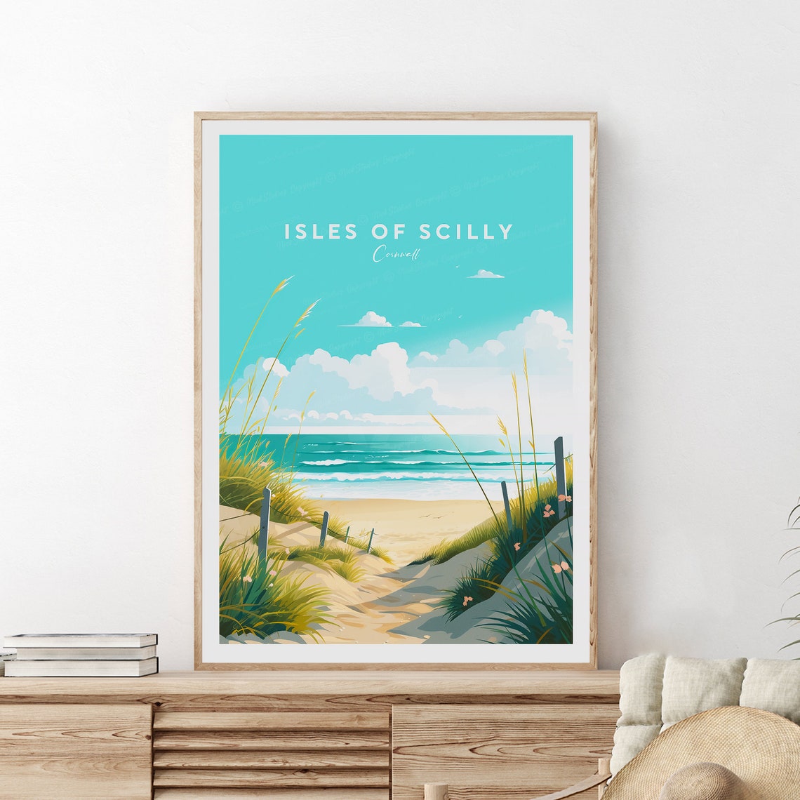 Isles of Scilly Cornwall Beach Dunes Sandy Path Travel Poster - Image 2
