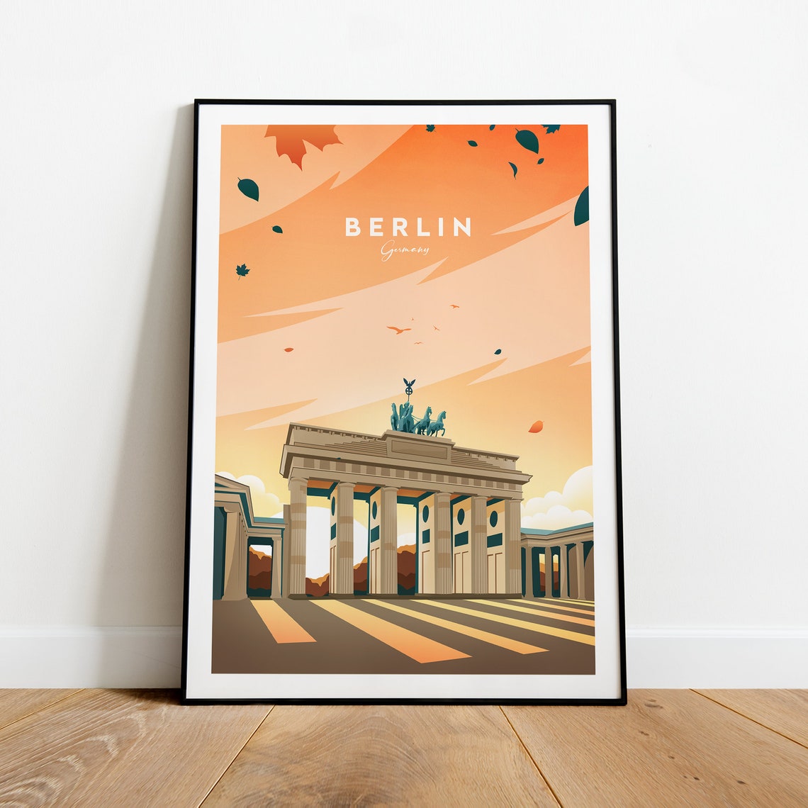 Berlin Germany Brandenburg Gate Evening Vintage Travel Poster - Image 2