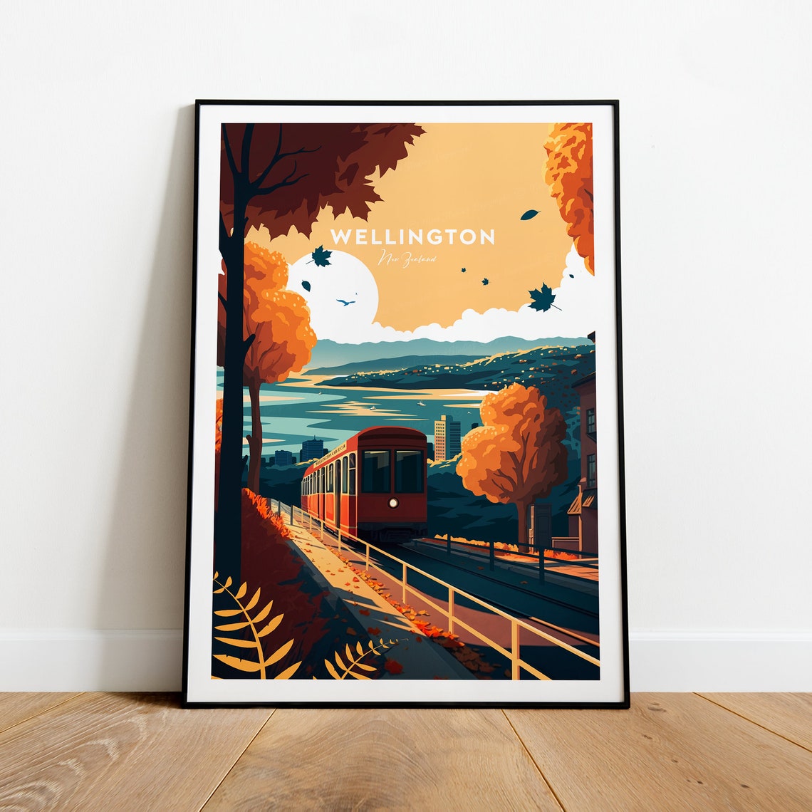 Wellington Evening Traditional Travel Print New Zealand Wellington Poster New Zealand Print Wedding Gift Birthday - Image 2