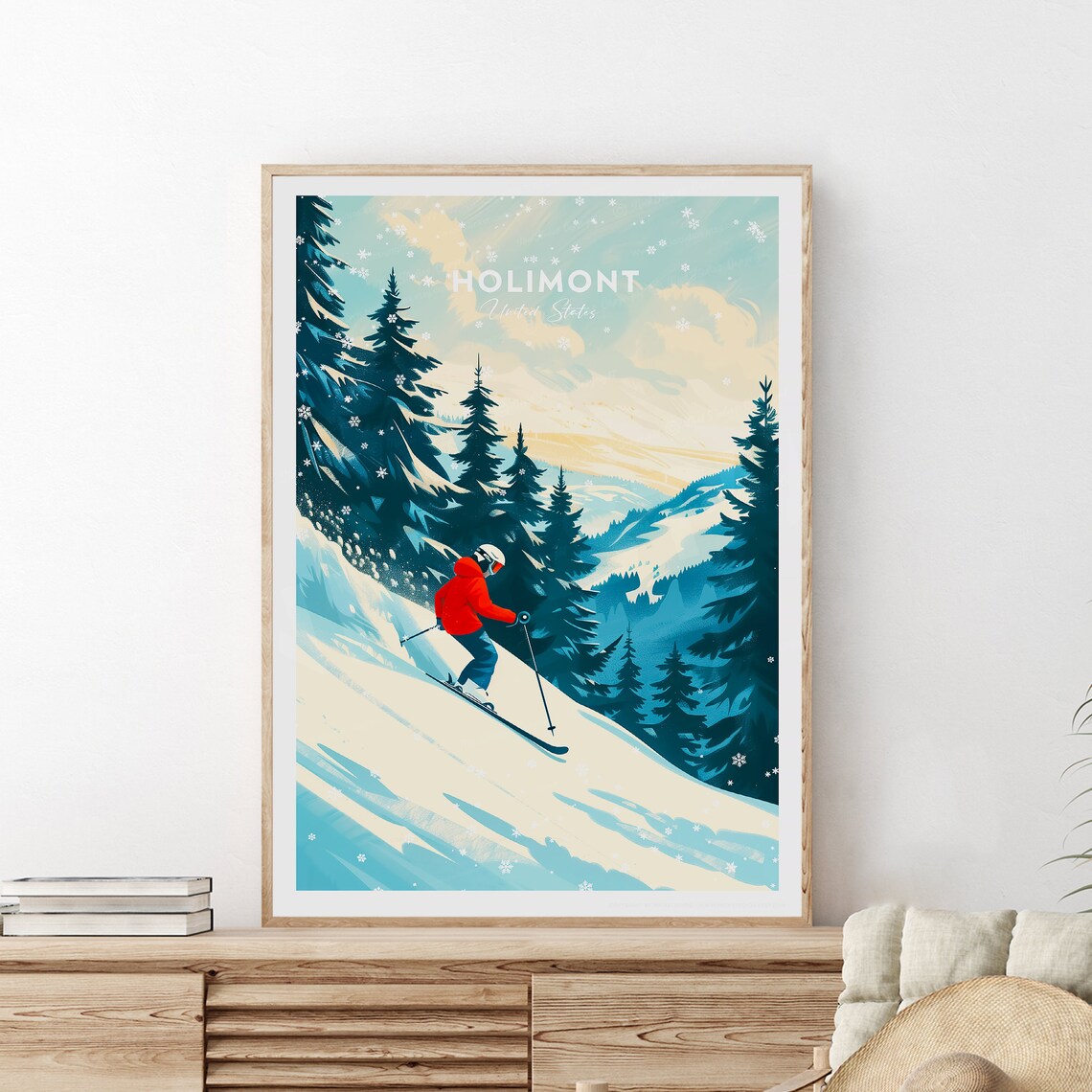Holimont United States Skier Racing Down the Slopes Winter Poster - Image 2