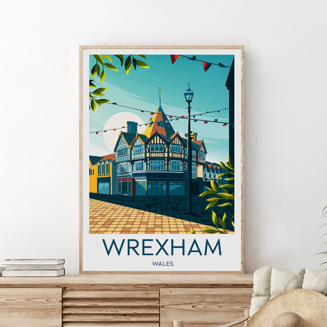 Wrexham Timber Framed Buildings in the City Centre Wales Poster - Image 2