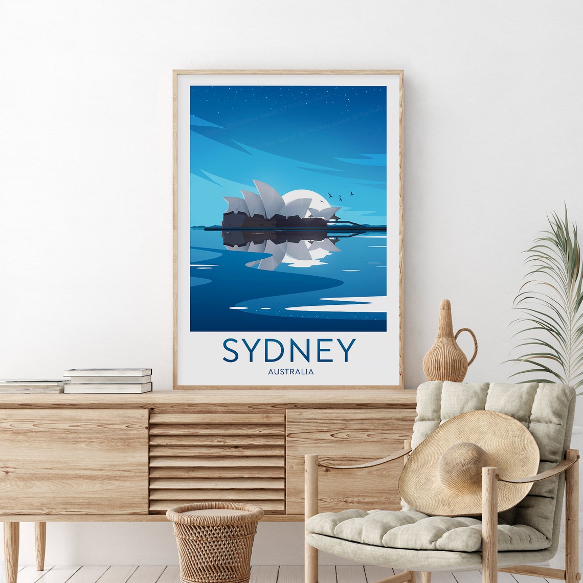Sydney Opera House Night Harbor Reflection Australia Travel Poster - Image 2