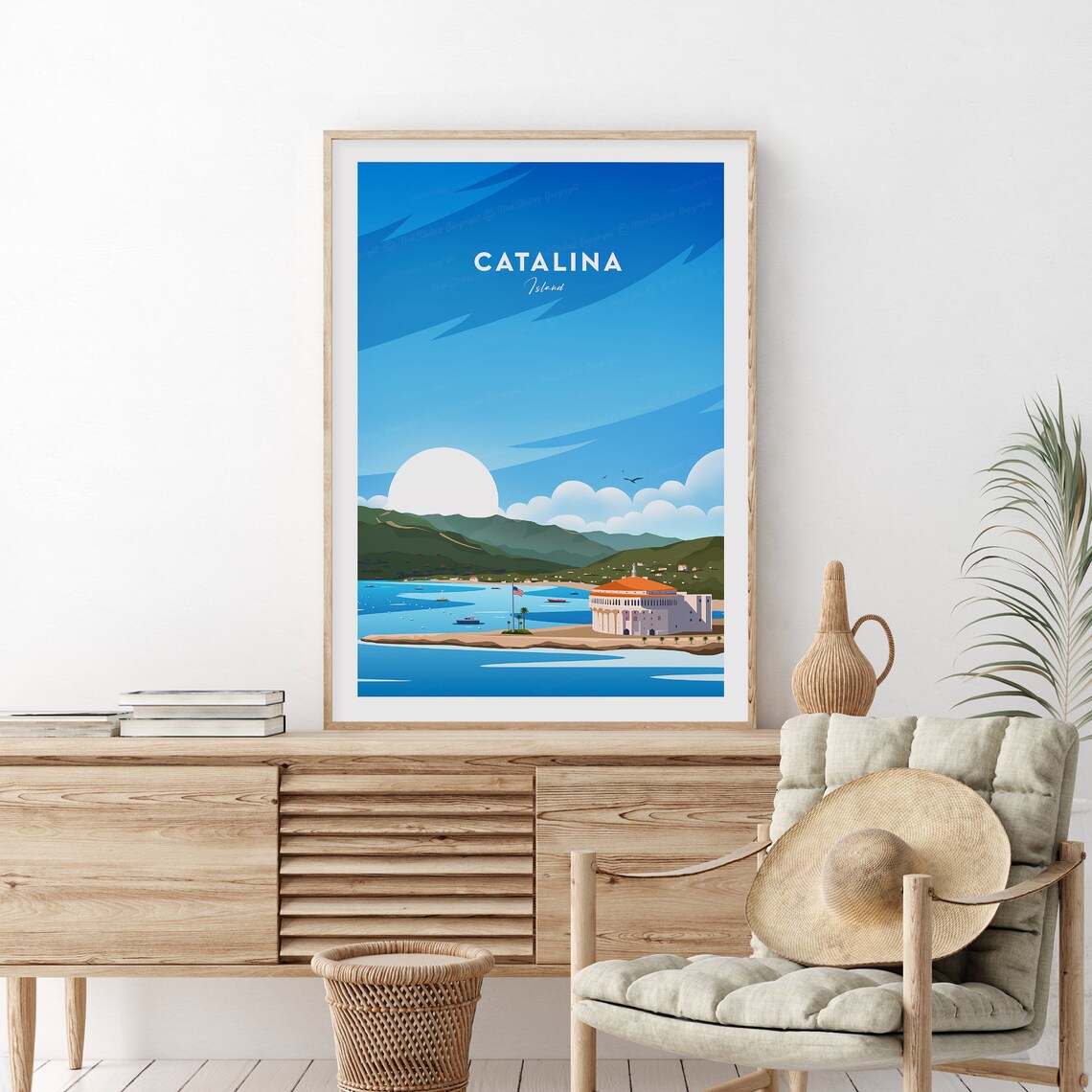 Catalina Island Avalon Casino Harbor California Travel Poster