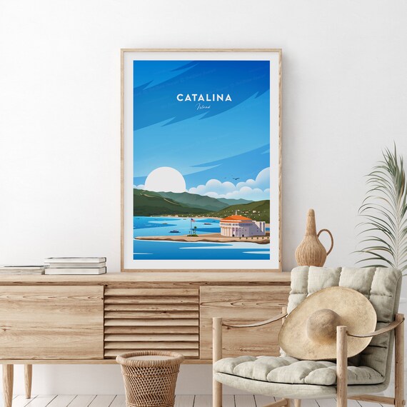 Catalina Island Avalon Casino Harbor California Travel Poster