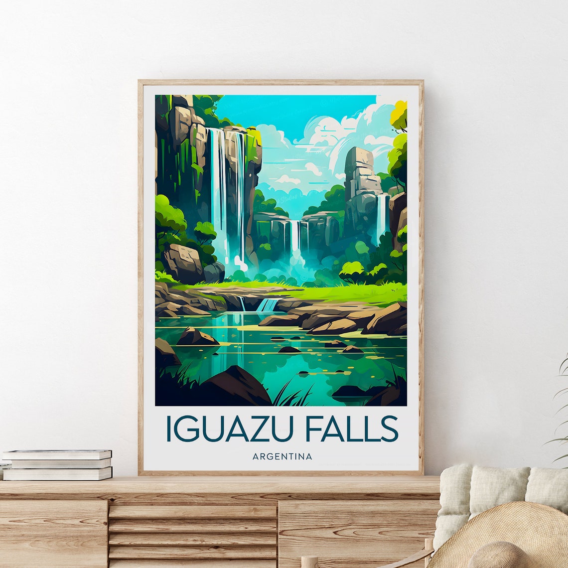 Iguazu Falls Argentina Jungle Waterfall Emerald Pool Scene Poster - Image 2