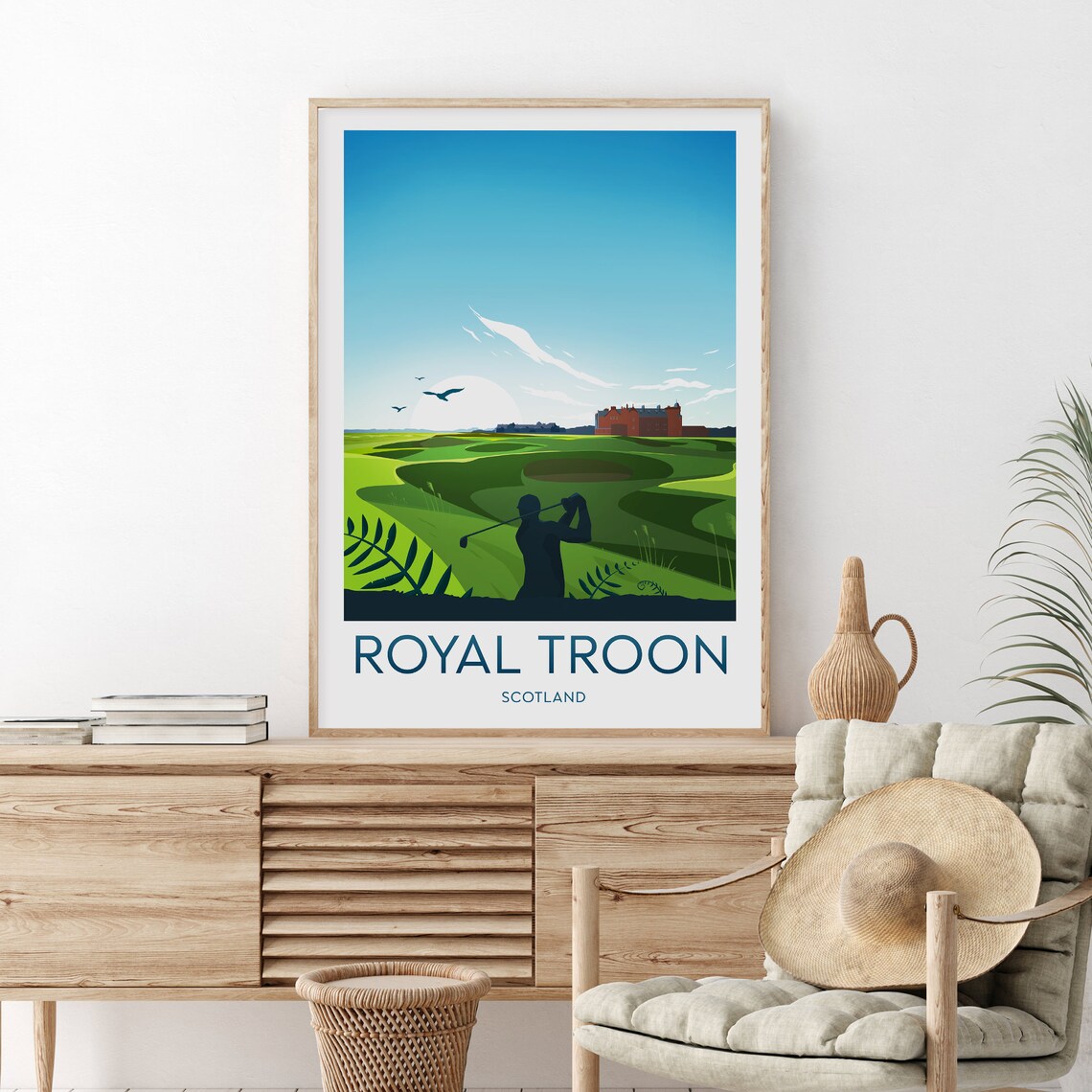 Royal Troon Scotland Golf Links Sunset Sports Classic Travel Poster
