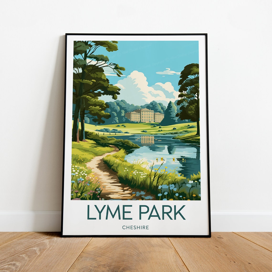 Lyme Park Cheshire Historic Estate Lakeside Countryside Travel Poster